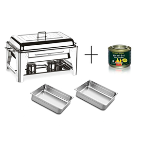 Rechaud Retangular Inox 2 Cubas